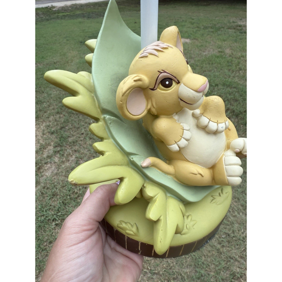 Disney Baby Simba on Leaf Lamp 13" Lion Cub Leaves White Metal Nursery No Shade - Picture 3 of 13